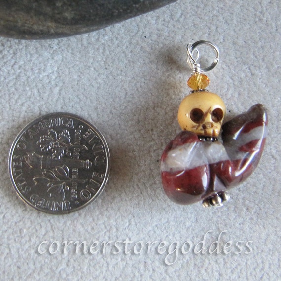 Jasper Playful Kitty Cat Skull Charm Zipper Pull Pendant From - Etsy