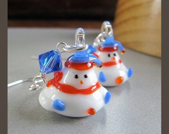 Winter Snowperson Snowman Earrings