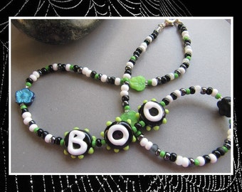 Boo Halloween Necklace EHAG by Cornerstoregoddess