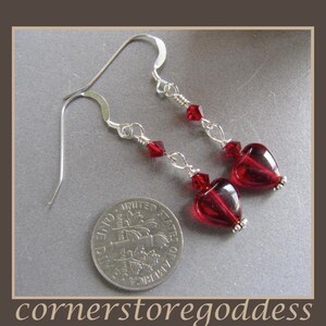 Burgundy Heart Love Valentine Earrings from Cornerstoregoddess image 2