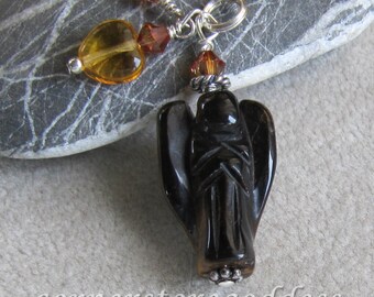 Cornerstoregoddess Tiger's Eye Angel Charm Zipper Pull