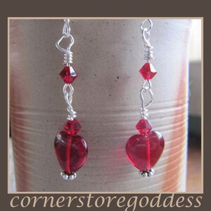 Burgundy Heart Love Valentine Earrings from Cornerstoregoddess image 3