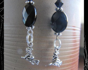 Halloween Witch Charm Earrings EHAG by Cornerstoregoddess