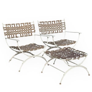 1950s Retro Aluminum Patio Seating Set with Footrest