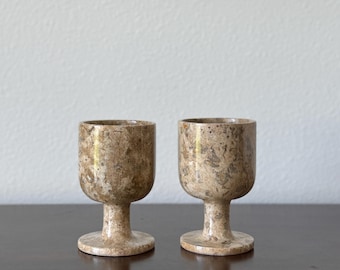 Vintage Stone Goblets, Set of Two
