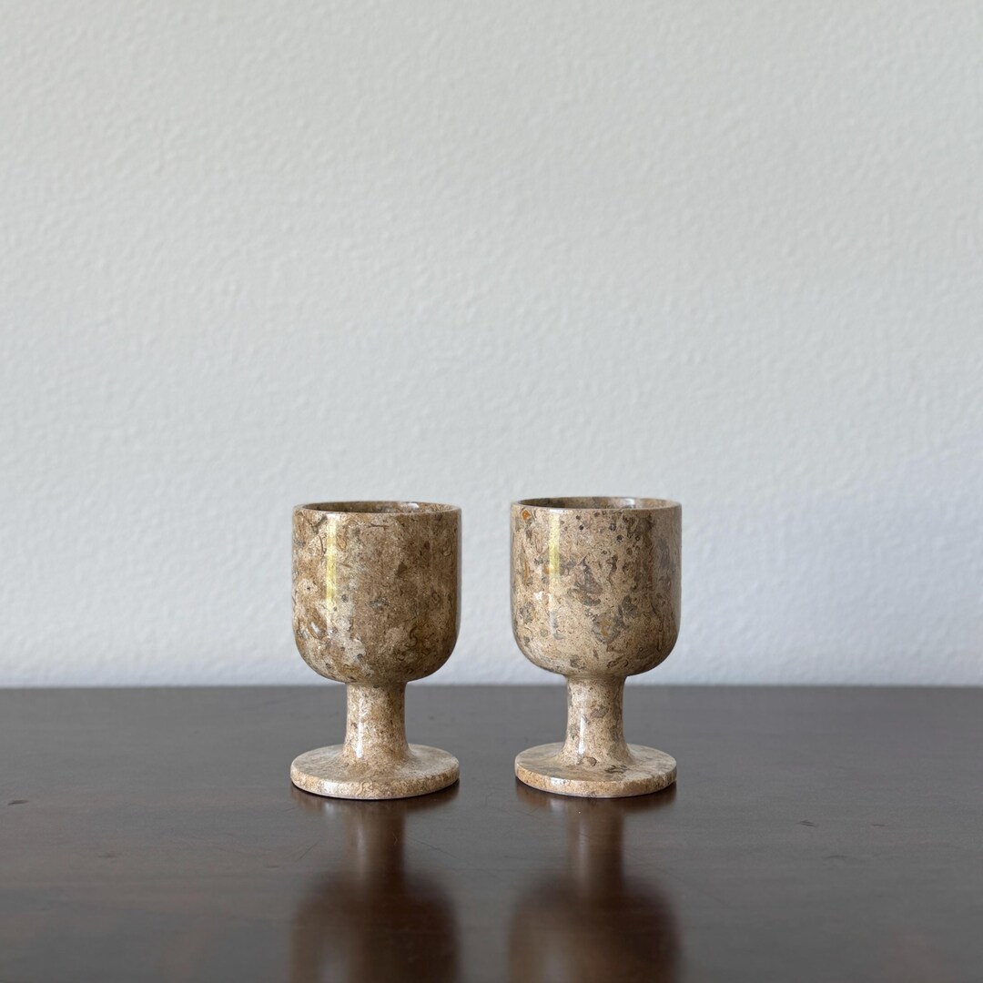 Vintage Stone Goblets, Set of Two - Etsy