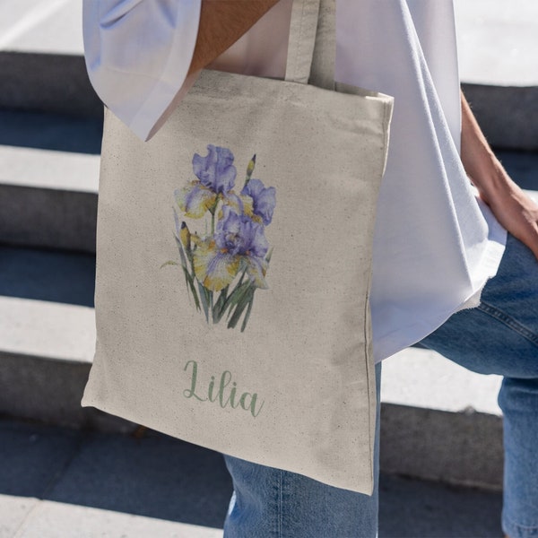 Sac fleur de naissance/personnalisable/cadeaux femme/cadeaux naissance/tote bag fleur de naissance/sacoche personnalisable