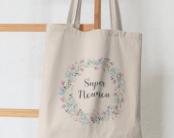 Tote bag nounou, tote bag coton nounou, sac fourre-tout, sac à langer,tote bag personnalisable, sac été, cadeau nounou, sac en coton