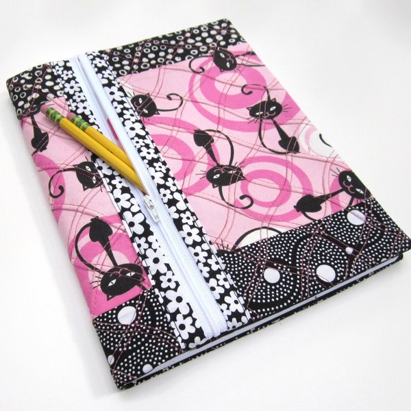 Blank Book Cover - Lined Composition Notebook - Retro Kitty Cats in Pink