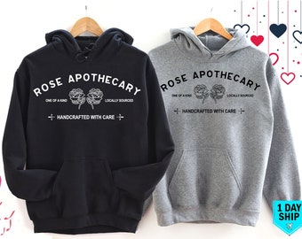 Rose Apothecary Hoodie, Moira Rose Hoody, Schitt Creek Outfit, Colorful Rosebud Motel Top, David Rose Wear, Handcrafted With Care Jumper