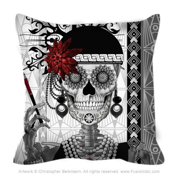 skull throw pillow