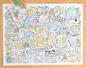 Crazy Coloring Page 2 | For Adults and Kids | Instant Download Printable PDF