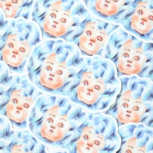Wink Wink Blaues Haar Zwillinge Aufkleber | Premium gestanztes Vinyl | 5x7cm