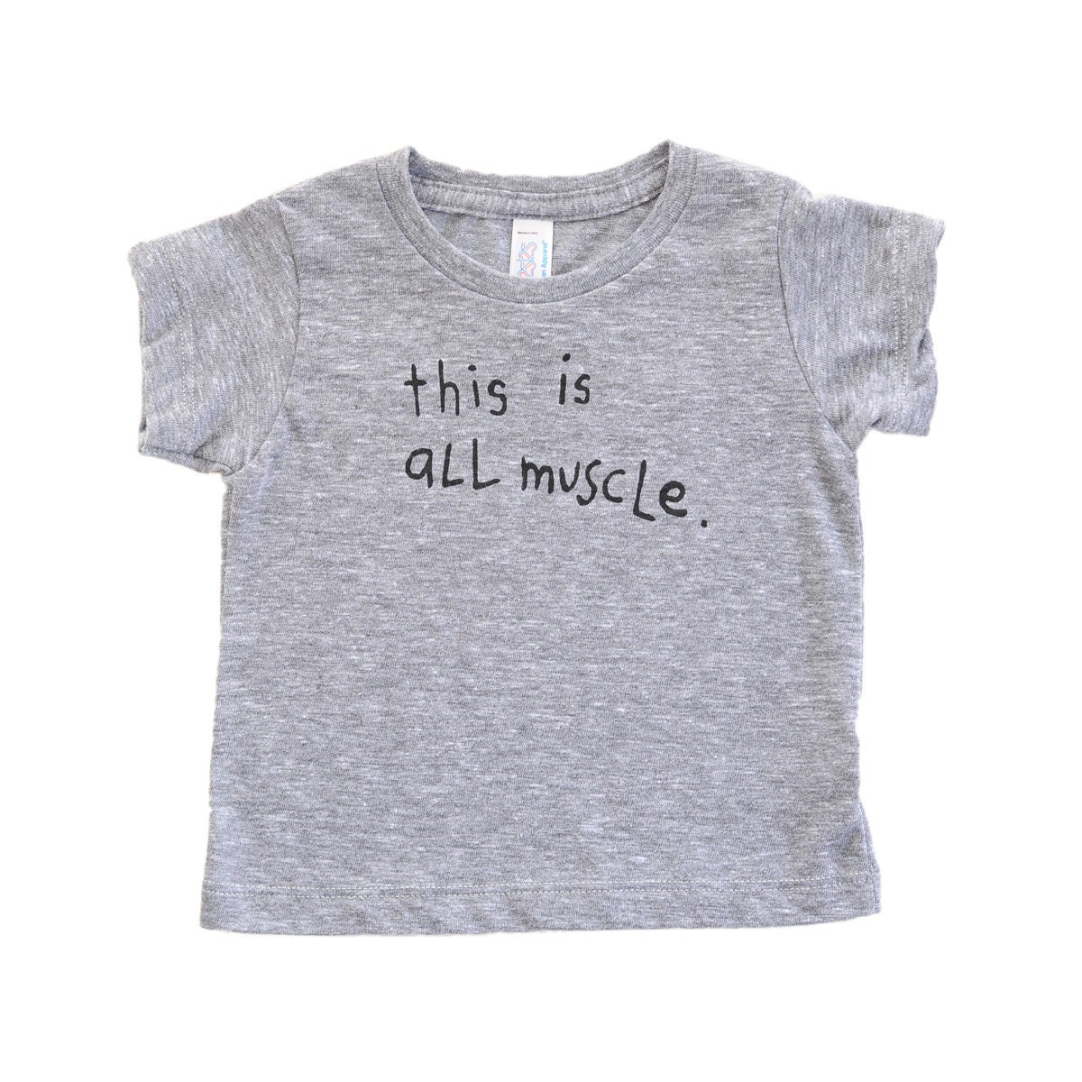 This Is All Muscle Heather Grey Baby Tee Funny Baby Shower Etsy