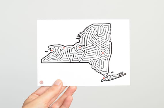 NEW YORK Maze 5x7 Postcard Hand Designed by David - Etsy