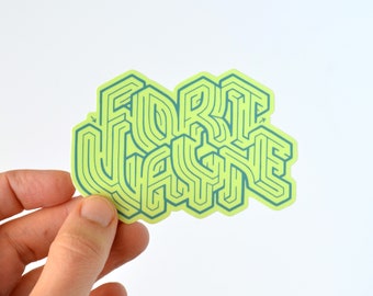Fort Wayne Word Maze  Die Cut Vinyl Sticker | Premium Die Cut Vinyl | 3.5x2.4 inches | Hand-Designed | Local Indiana Swag