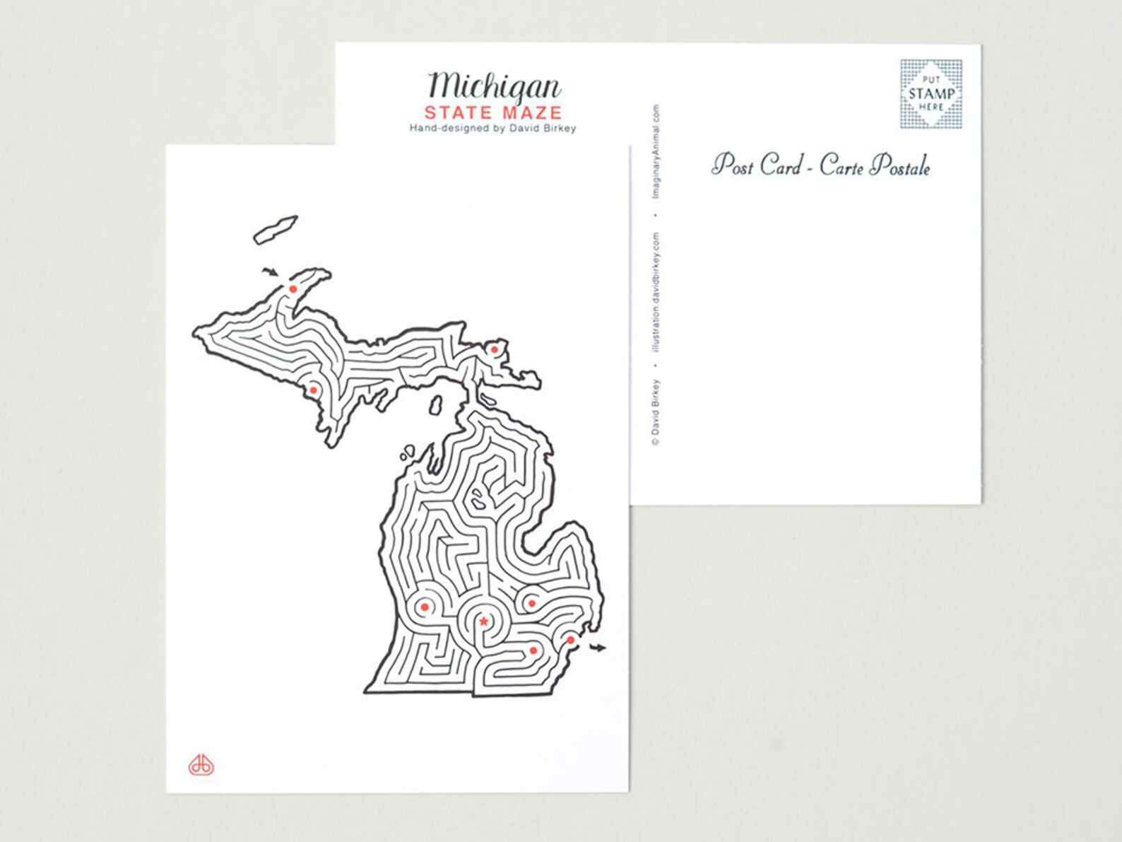 MICHIGAN Maze 5x7 Postcard Hand Designed by David - Etsy