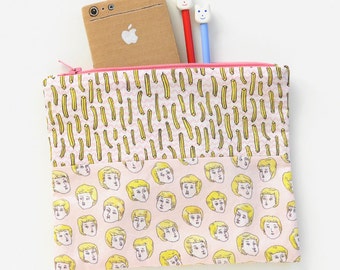 Blond Boys Love French Fries Pink Zipper Pouch | Original Fabric Design