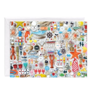Ohé! Carte de vœux ou carte postale à thème de plage nautique | | de la collection Tiny Things Amitié / Famille / Tous les jours / Bonjour