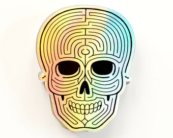 Holographic Skull Maze Die Cut Vinyl Sticker | 2.25 x 3"