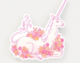 Unicorn Sticker- Beautiful Illustrated Mythical Creature | Animal Decal | Premium Die Cut Vinyl | 3.5 x 3.25 inches