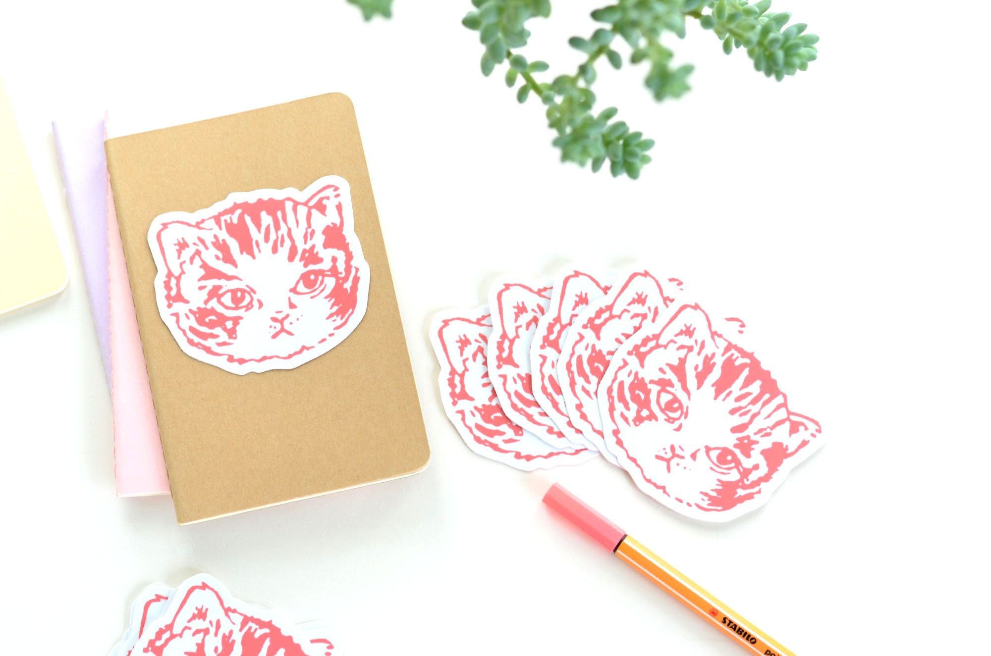 Cute Kitty Cat Stickers | Premium Die Cut Vinyl in Red or Green | 2.5 X ...