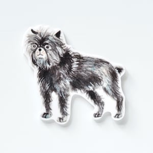 Scruffy Pup / Affenpinscher Hund Illustriert Gestanzte Vinyl-Aufkleber | 6x7cm