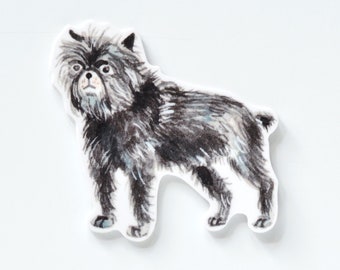 Scruffy Pup / Affenpinscher Dog Illustrated Die Cut Vinyl Sticker  | 2.5 x 2.75 inches