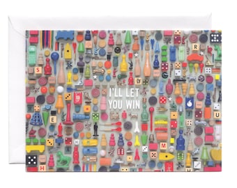 Vintage Game Piece Greeting Card or Postcard | Tiny Things Collection | I'll Let You Win