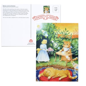 Cartão postal artístico de 5 x 7 polegadas / impressão | Pintura de gato "A Beleza Vive pela Bondade" de David Birkey