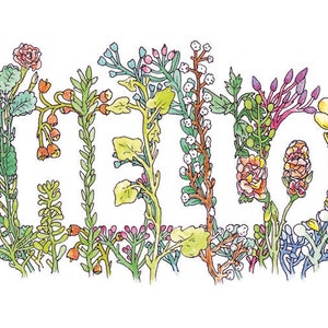 Carte de vœux | Hello in Flowers Illustration par Marie Gardeski