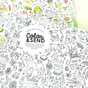 Color and Send | Doodletown Postcard - Etsy