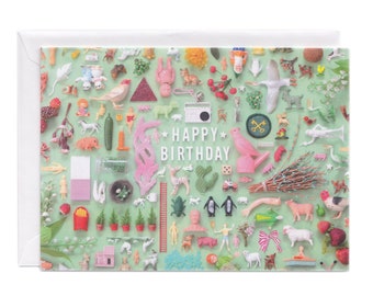 Tiny Things Birthday Collection Greeting Card or Postcard | Happy Vintage Nostalgia
