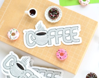 Coffee Maze Sticker | Wordplay | Premium Die Cut Vinyl | 1.5 x 3 inches | Hand-Designed