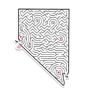 Nevada Maze State Map Sticker | Premium Stanzfolie | 2,25 x 3,25 Zoll | Hand designed | Reno, Elko, Ely, Las Vegas, Carson City