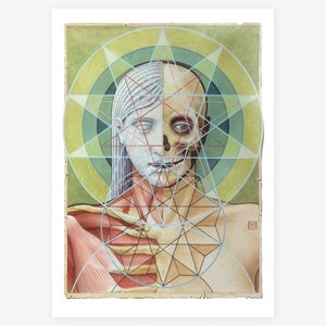 Cartão postal artístico de 5 x 7 polegadas / impressão | Pintura de Geometria Sagrada de David Birkey