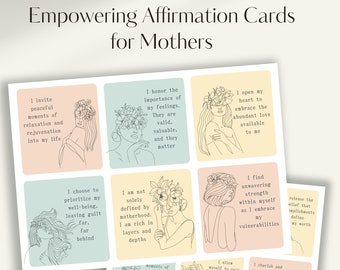 Empowering Motherhood Affirmation Cards,  Positive Affirmation Card Deck, Instant Download, Gift for Mothers