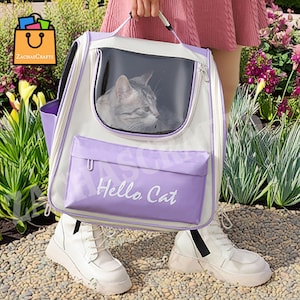 Portable Pet Backpack, Pet Carry Bag, Backpack Carrier for Cat, Pet Carrier Backpack, Pet Carrying Hiking Travelling Backpack, Pet Gift