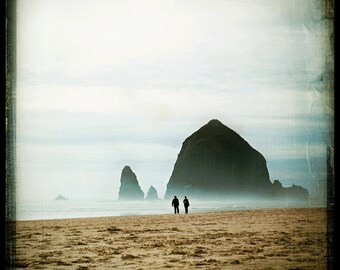 Ocean photograph, Landscape Photography by Kelly Angard - seascape, sand, beach photo, couple, romantic dreamy