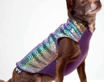 Dragon Siren Metallic Purple Snake Dog Coat | Fleece Lined Small and Large Breeds