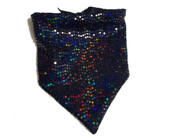 Dog Bandana, "Dark Sparkle" Holographic Spandex, Rave, Festival