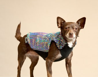 Disco Dog Holographic Sweater | Dog Coat, Dog Jacket, Dog Jumper, Dog Fleece, Dog Clothes, Rave, Festival