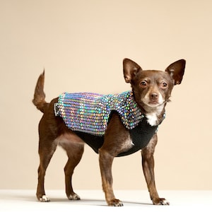 Holographic Disco Dog Sweater Dog Coat, Dog Jacket, Dog Jumper, Dog Fleece, Dog Clothes, Rave, Festival image 1