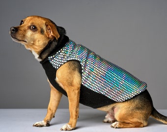 Holographic "Disco Dog" Sweater | Dog Coat, Dog Jacket, Dog Jumper, Dog Fleece, Dog Clothes, Rave, Festival