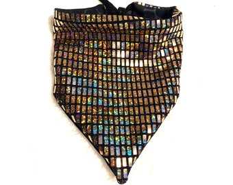 Dog Bandana, "Solid Gold" Holographic Spandex, Rave, Festival