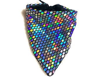 Dog Bandana, "Disco" Holographic Spandex, Rave, Festival