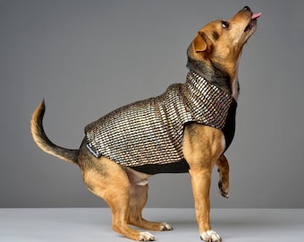 Holographic "Solid Gold" Disco Dog Sweater | Dog Coat, Dog Jacket, Dog Jumper, Dog Fleece, Dog Clothes, Rave, Festival