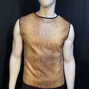 Schlangenhaut Pailletten Ärmelloses Shirt |  Tank Top, Festival Kleidung, Burning Man, Herrenhemd