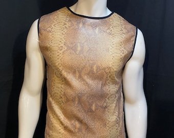 Snake Skin Sequin Sleeveless Shirt |  Tank Top, Festival Clothing, Burning Man, Menswear