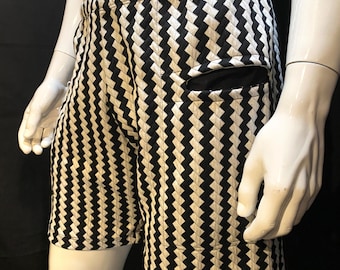 Black and White Checkered Shorts | Elastic Waistband, Drawstring, Festival, Rave, Burning Man
